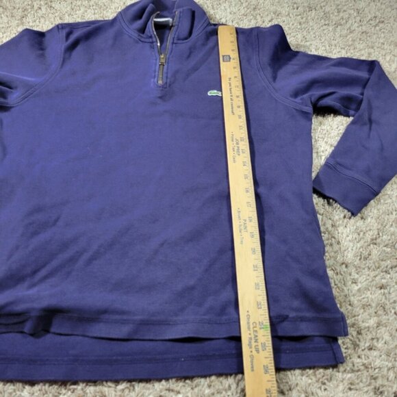 LACOSTE Sweater Mens 5 Blue 1/4 Zip Pullover  Long Sleeve Pockets Preppy Flaw* - Picture 7 of 9